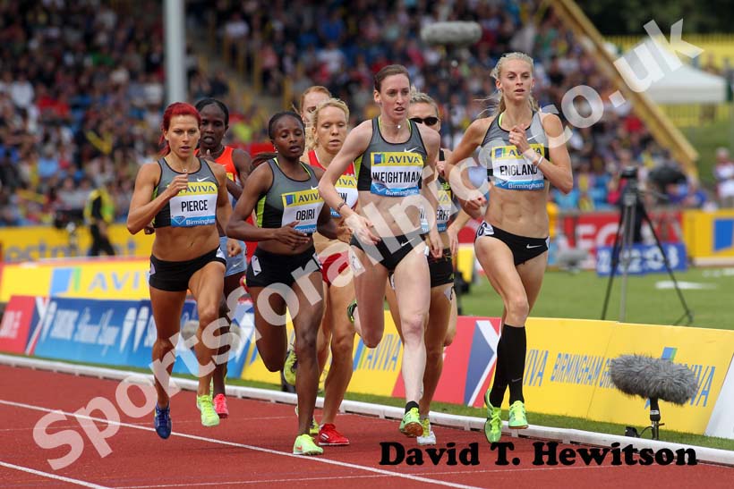 Laura Weightman and Hannah England in the 1500 metres, 2012 Samsung Diamond League, Birmingham.
